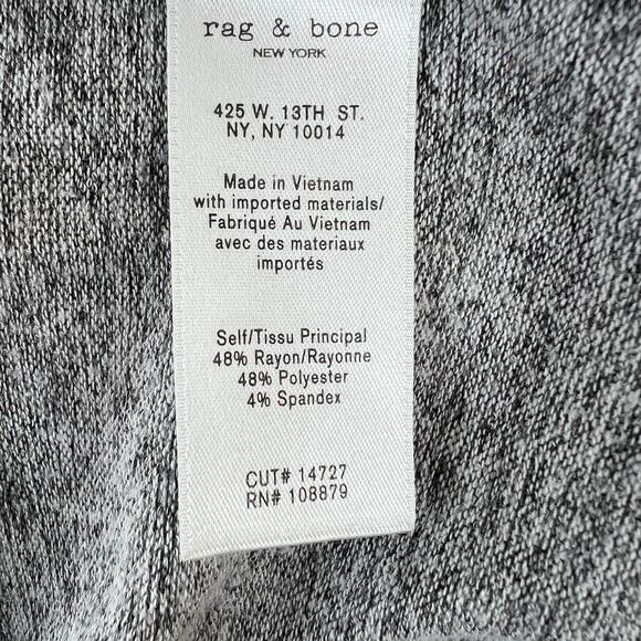 Rag & Bone Theo Long Sleeve Light Gray Heather Knit V-Neck Oversized T Shirt XS - Picture 7 of 7